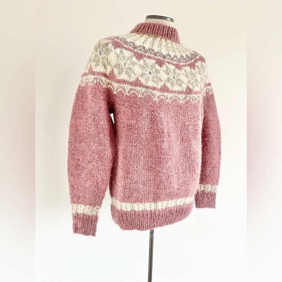 Hand-Knit Nordic Wool Sweater Danish Fair Isle Icelandic Scandinavian Pullover - Picture 5 of 10